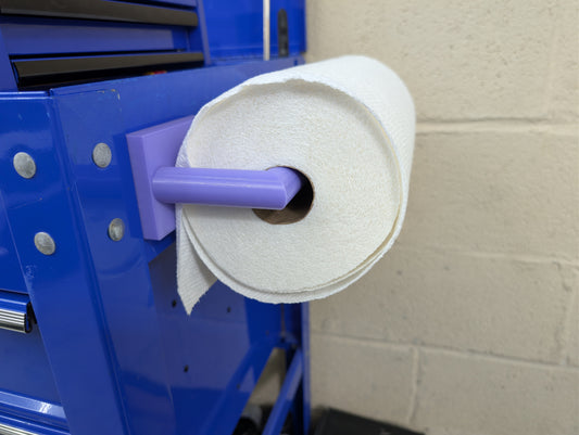 3D Printed Magnetic Paper Towel Holder for Garage, Tool Cart & Workshop | Custom Colors | Magnetic or 3M Mount