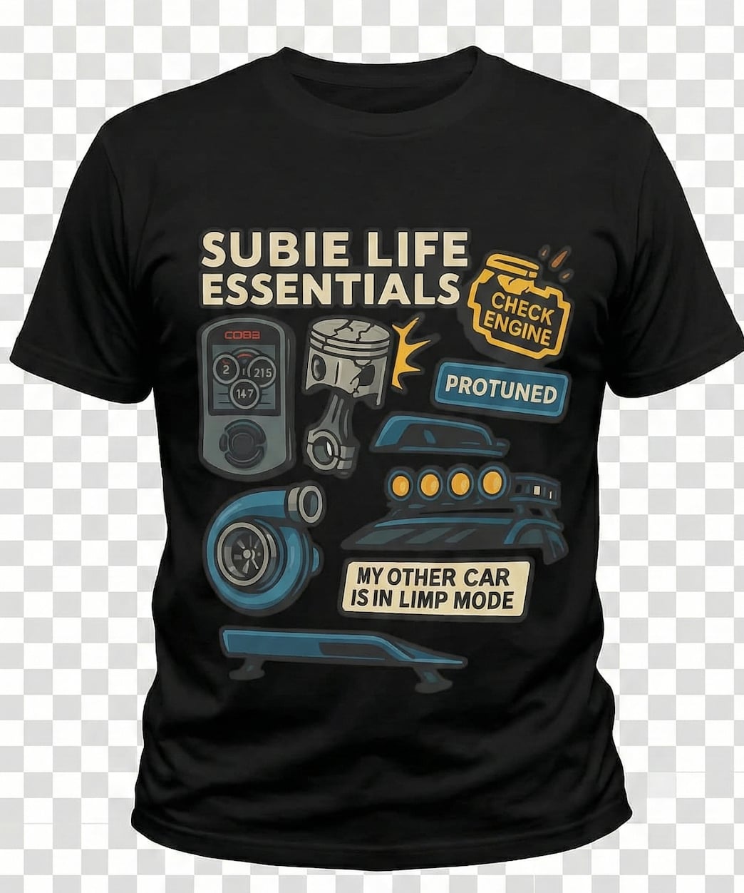 Subaru Starter Pack T-Shirt – “Subie Life Essentials” JDM Graphic Tee