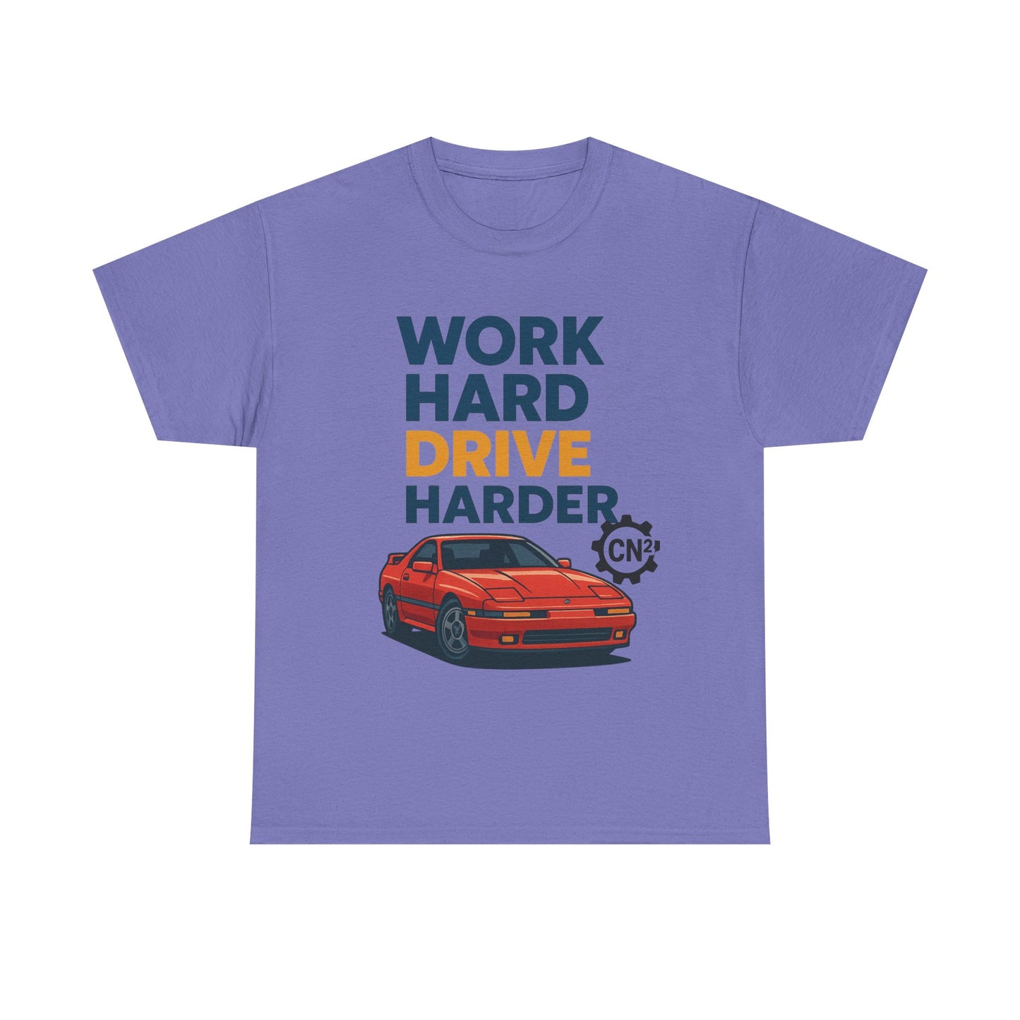 Work Hard Drive Harder T-Shirt | Retro Red Sports Car Graphic