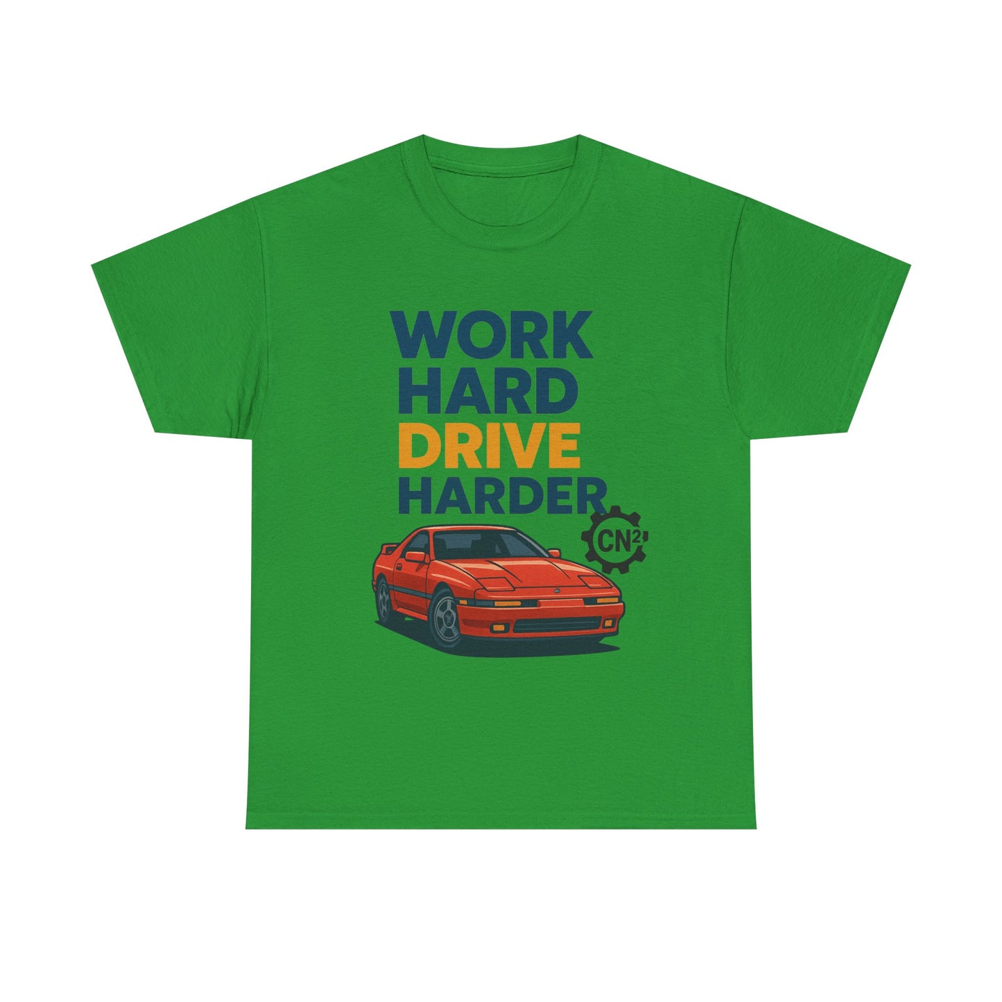 Work Hard Drive Harder T-Shirt | Retro Red Sports Car Graphic