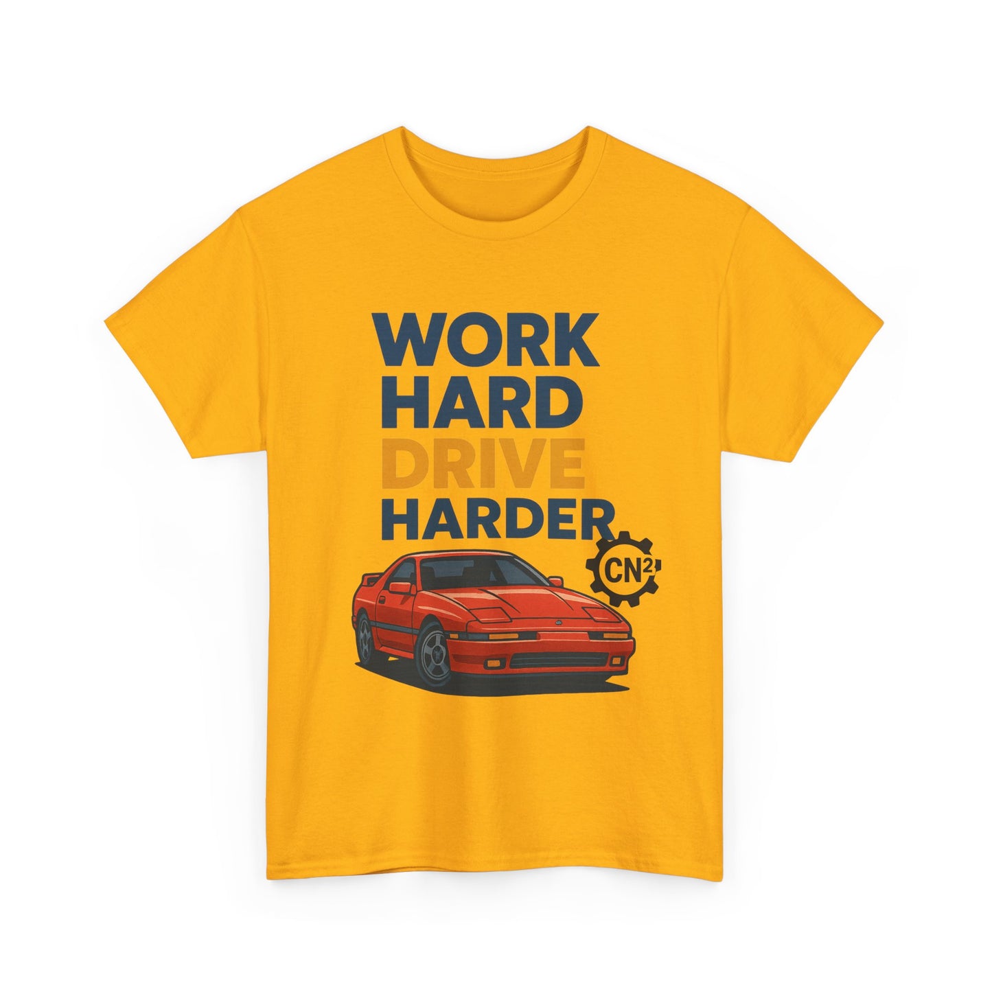 Work Hard Drive Harder T-Shirt | Retro Red Sports Car Graphic