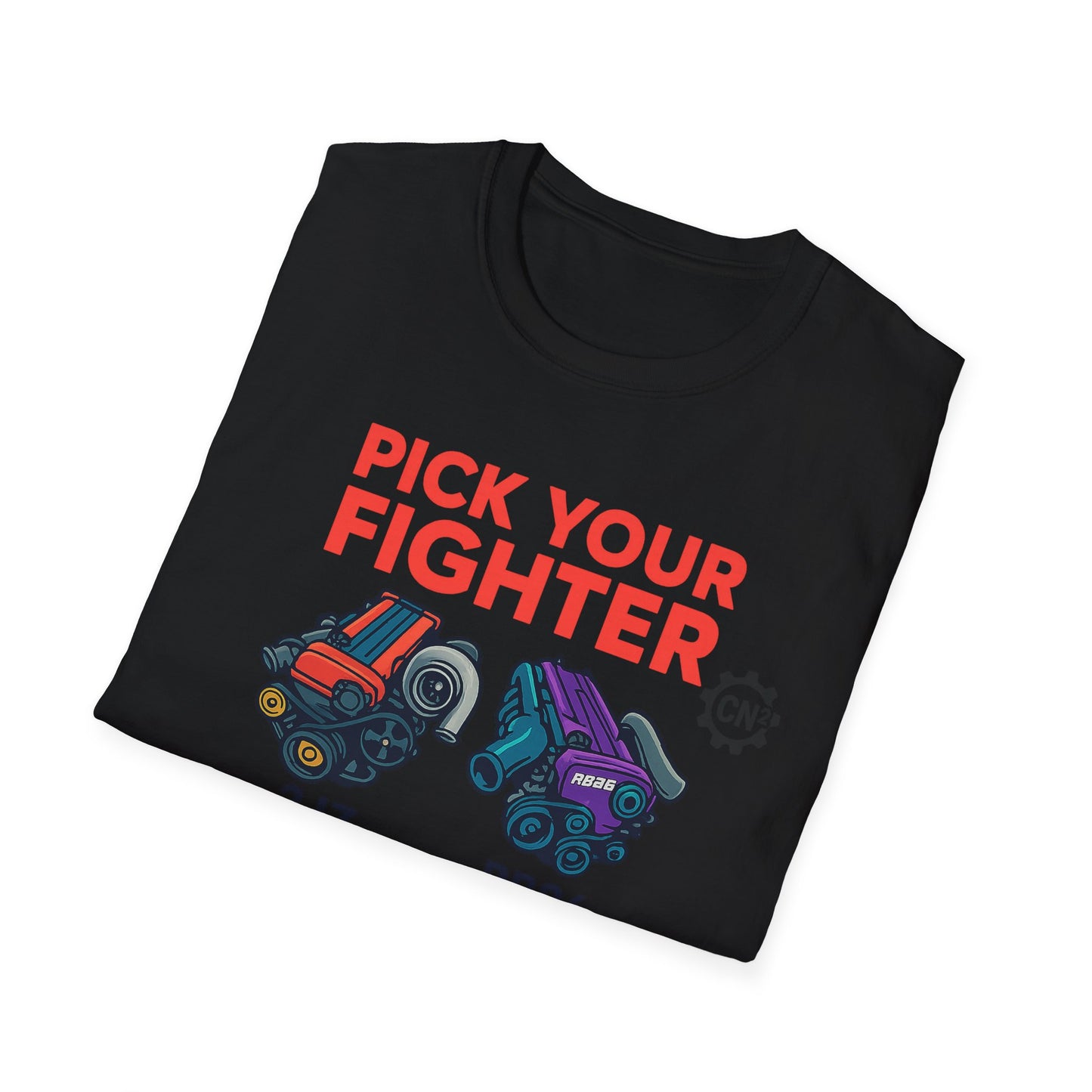 Pick Your Fighter T-Shirt — Engine Swap Car Parts Graphic Tee (2JZ RB26 13B EJ20)