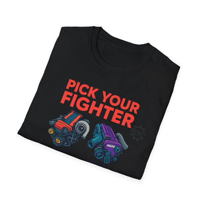 Pick Your Fighter T-Shirt — Engine Swap Car Parts Graphic Tee (2JZ RB26 13B EJ20)