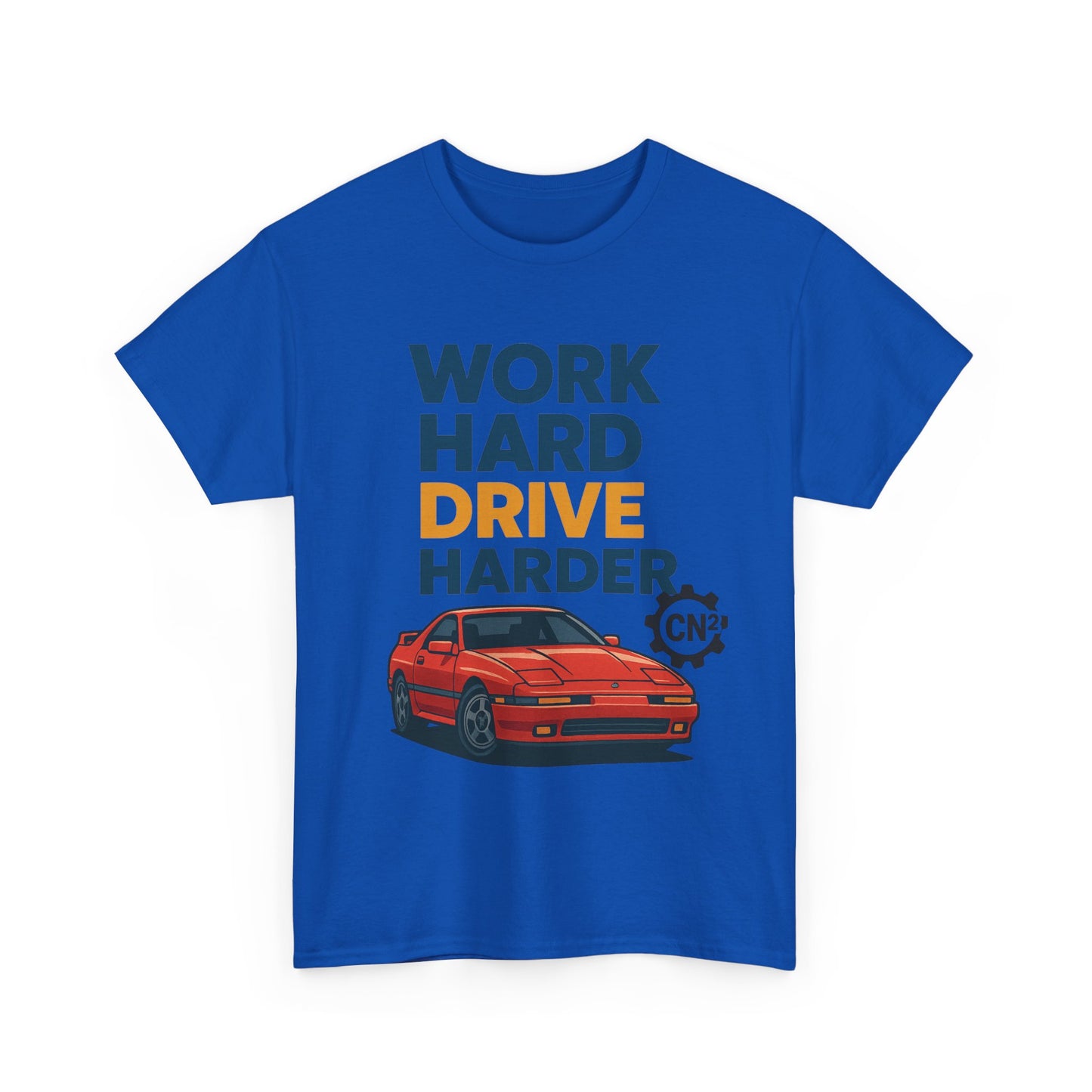Work Hard Drive Harder T-Shirt | Retro Red Sports Car Graphic