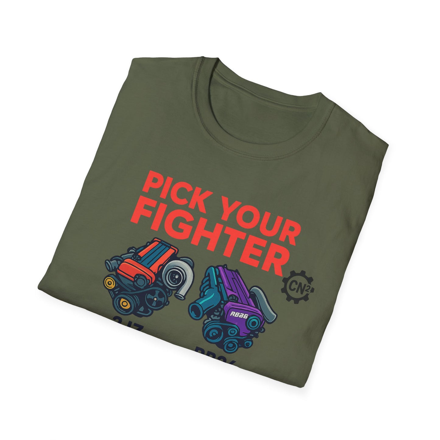 Pick Your Fighter T-Shirt — Engine Swap Car Parts Graphic Tee (2JZ RB26 13B EJ20)