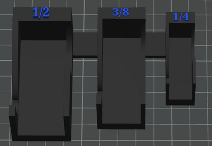 Magnetic Ratchet Holder Wall Mount Set - 1/4", 3/8", 1/2" Sizes with Top & Bottom Support Brackets for 3D Printed Modular Mounts