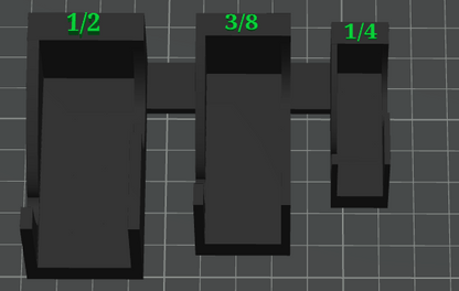 Magnetic Ratchet Holder Wall Mount Set - 1/4", 3/8", 1/2" Sizes with Top & Bottom Support Brackets for 3D Printed Modular Mounts