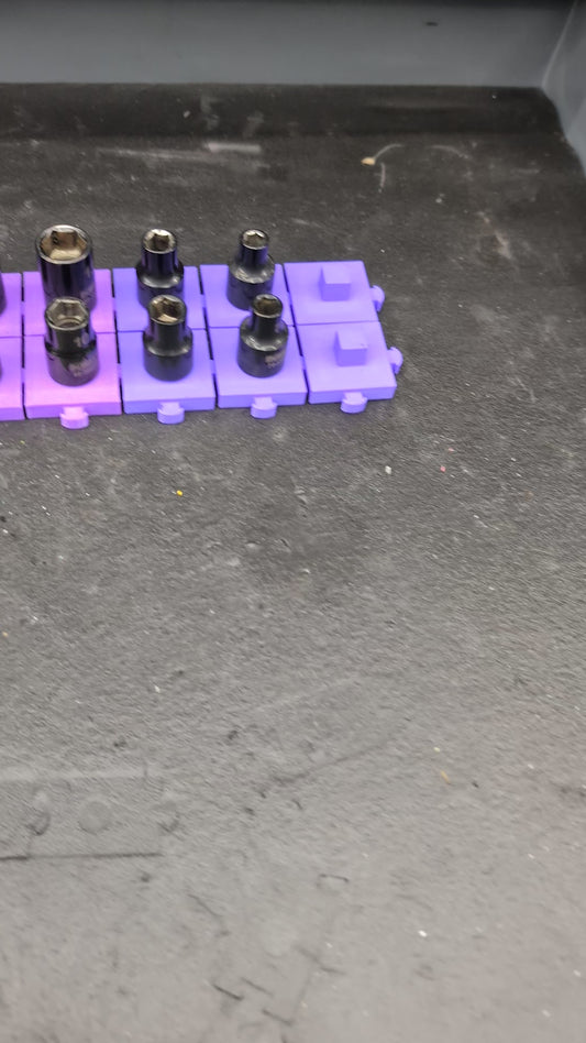 Magnetic Modular Socket Organizer Grid – Customizable 1/4”, 3/8”, 1/2” Tool Drawer Holder