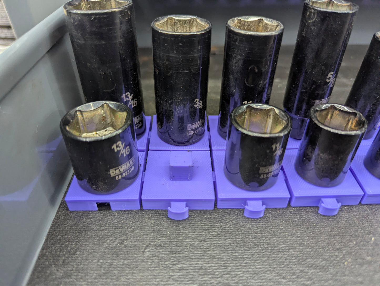 Magnetic Modular Socket Organizer Grid – Customizable 1/4”, 3/8”, 1/2” Tool Drawer Holder