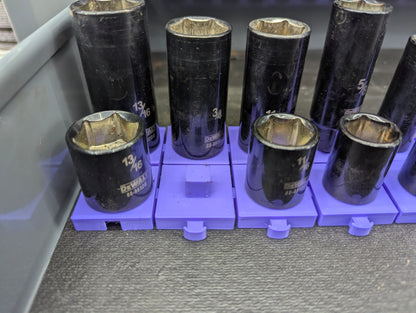 Magnetic Modular Socket Organizer Grid – Customizable 1/4”, 3/8”, 1/2” Tool Drawer Holder