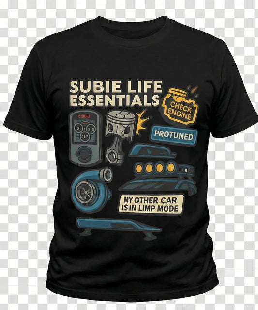 Subaru Starter Pack T-Shirt – “Subie Life Essentials” JDM Graphic Tee
