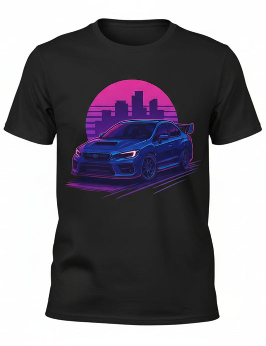 Subaru Neon Skyline T-Shirt – Retro Synthwave JDM Graphic